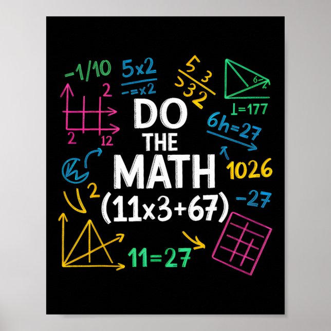 Poster Funny 67 Math Equation 100 Days Of School 100 Days (Frente)