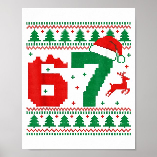 Poster Funny 67 Meme 6 7 Ugly Sweater Christmas Kids Men  (Frente)