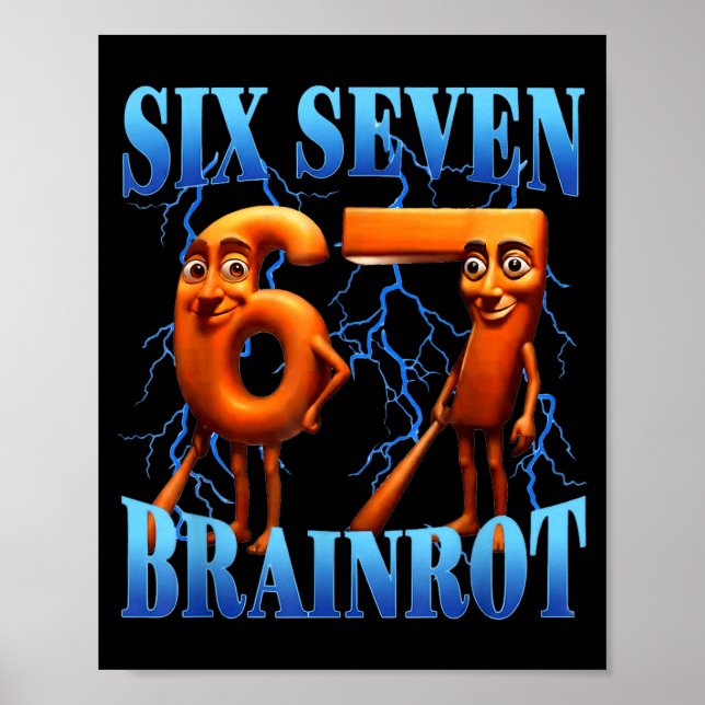 Poster Funny 67 Meme Italian Brainrot Tung Tung Sahur Six (Frente)