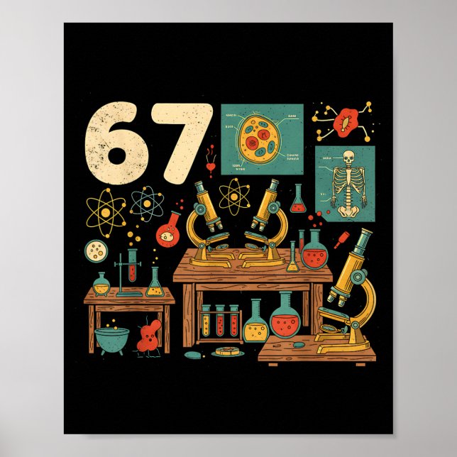 Poster Funny 67 Meme Science Teacher Students Six Seven M (Frente)