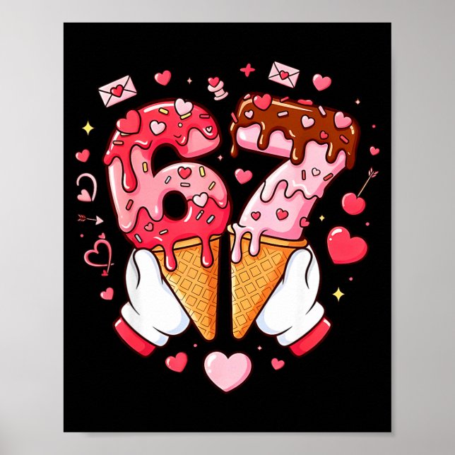 Poster Funny 67 Meme Six Seven Ice Cream Matching Couples (Frente)