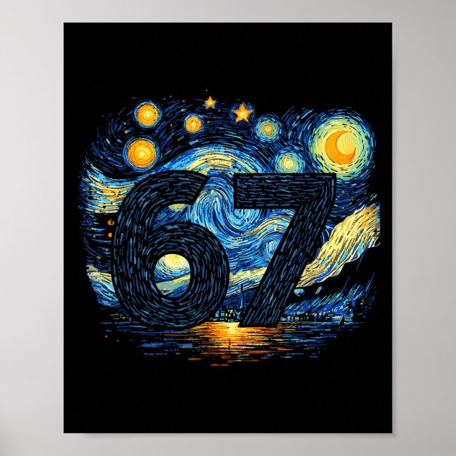 Poster Funny 67 Meme Six Seven Starry Art Night  (Frente)