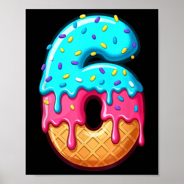 Poster Funny 67 Number 6 Ice Cream Drip Meme Matching Gro (Frente)