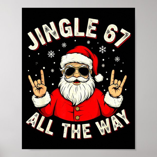 Poster Funny 67 Rock On Santa Six Seven Trendy Meme Holid (Frente)