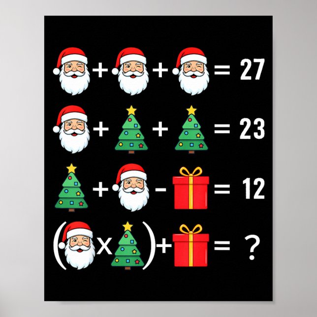 Poster Funny 67 Santa Tree Math Teacher Christmas Xmas Hu (Frente)