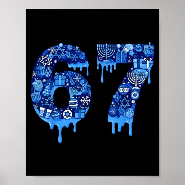 Poster Funny 67 Six Seven 6 7 Happy Hanukkah Jewish Chanu (Frente)