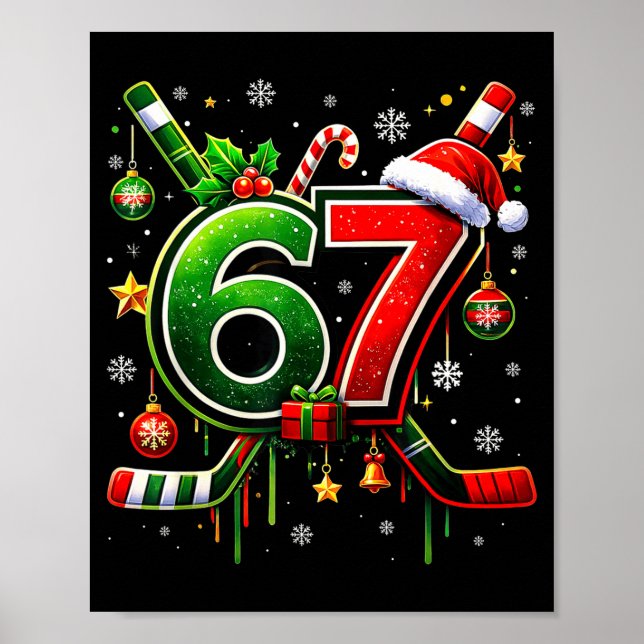 Poster Funny 67 Six Seven Christmas Ice Hockey  (Frente)
