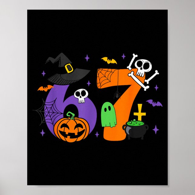 Poster Funny 67 Six Seven Halloween Meme Gen Alpha  (Frente)