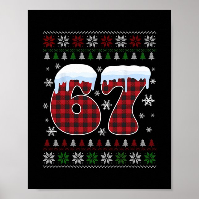 Poster Funny 67 Six Seven Meme Brainrot Cringe Christmas  (Frente)