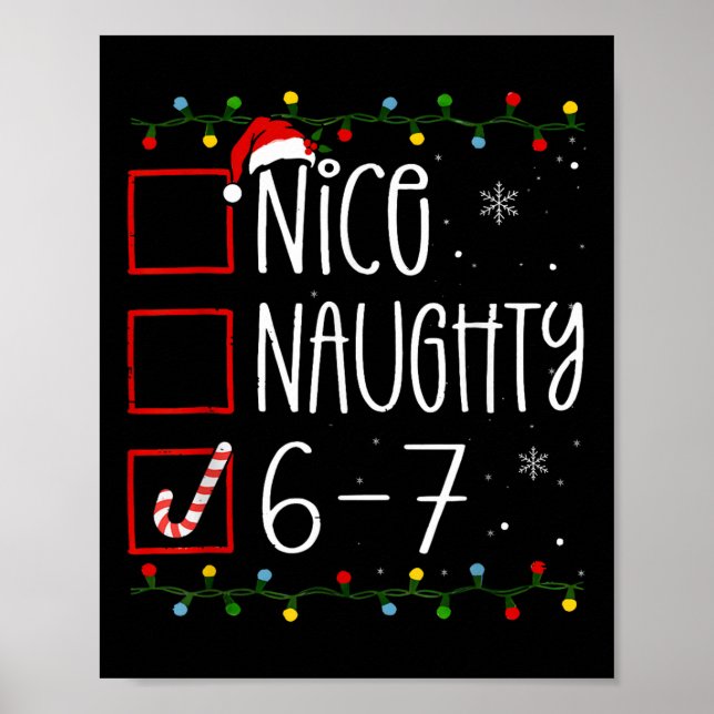 Poster Funny 67 Six Seven Meme Christmas Naughty Nice Lis (Frente)