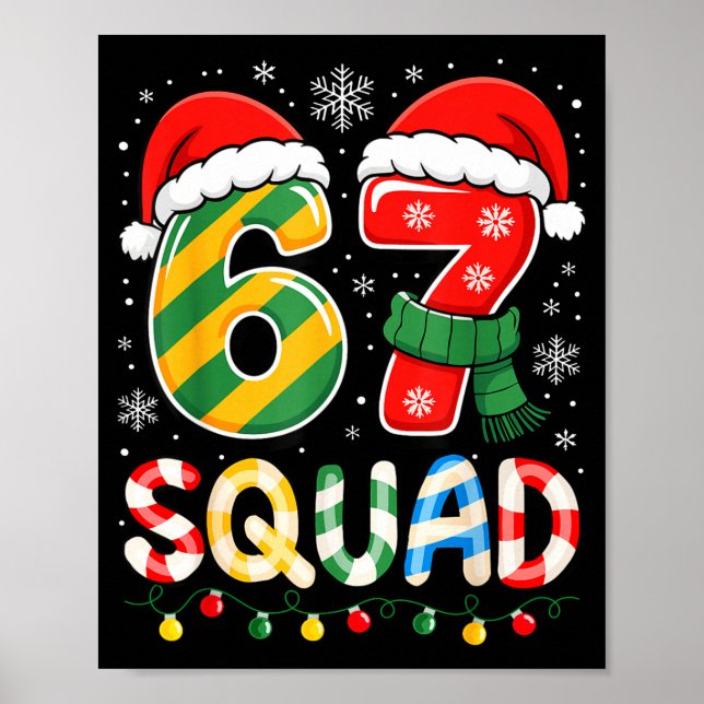 Poster Funny 67 Squad Candy Cane Santa Hat Christmas Men  (Frente)