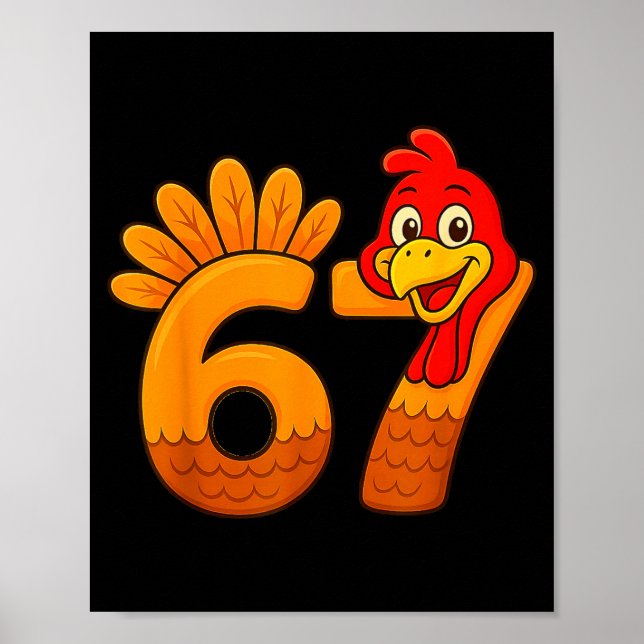 Poster Funny 67 Thanksgiving Turkey Face 67 Number  (Frente)