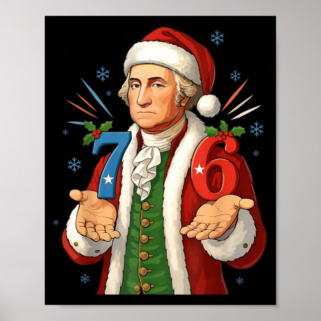 Poster Funny 7-6 6-7 George Washington Santa 67 Meme Chri (Frente)