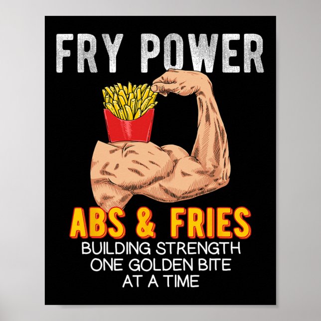 Poster Funny Abs Exerce Fries Franceses Construção Muscul (Frente)