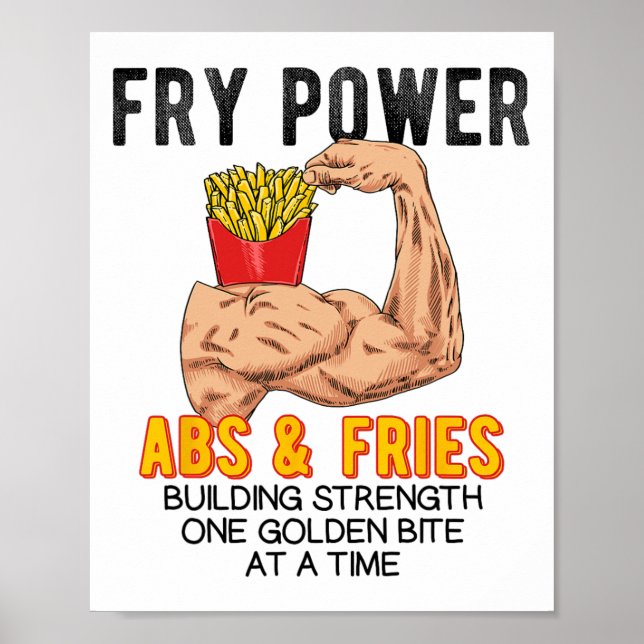 Poster Funny Abs Exercise French Fries Muscle Building Bo (Frente)