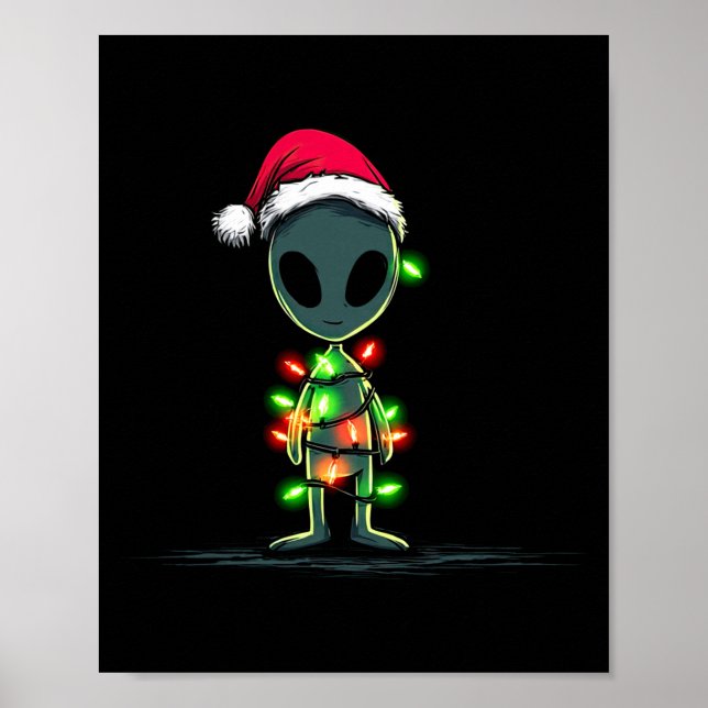 Poster Funny Alien Christmas Graphics Lights Lover Extrat (Frente)