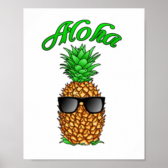 Poster Funny Aloha Hawaiian Pineapple (Frente)