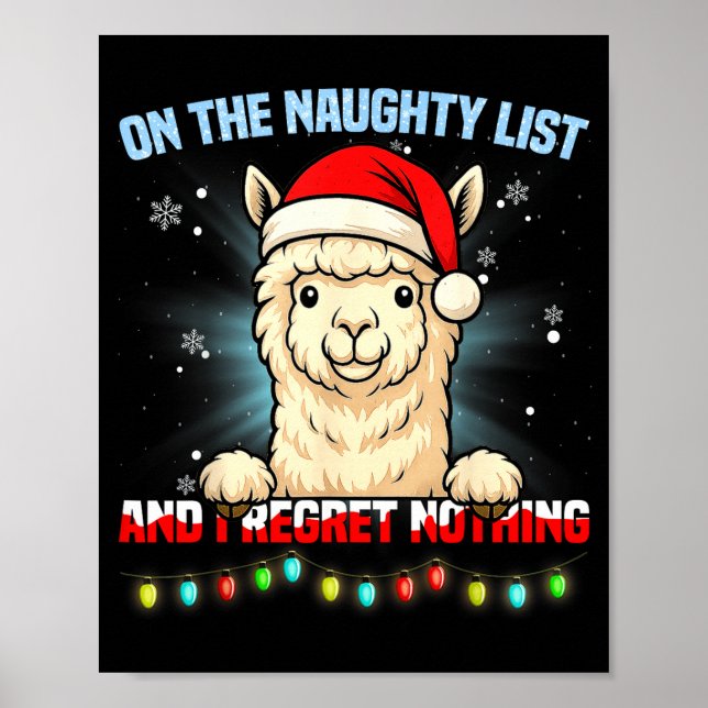 Poster Funny Alpaca Christmas Santa Hat Xmas Men Women Ki (Frente)