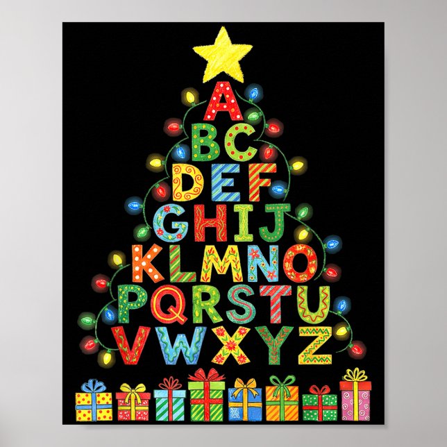 Poster Funny Alphabet Christmas Tree Graphic Abc A-z Teac (Frente)