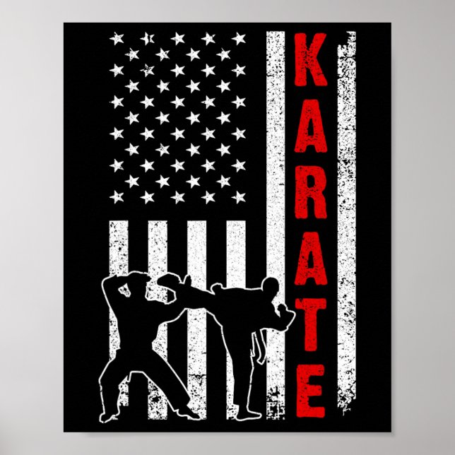 Poster Funny American Flag Karate Art For Men Women Karat (Frente)