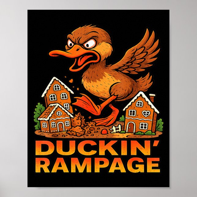 Poster Funny Angry Duck Unique Christmas Rampage Gingerbr (Frente)