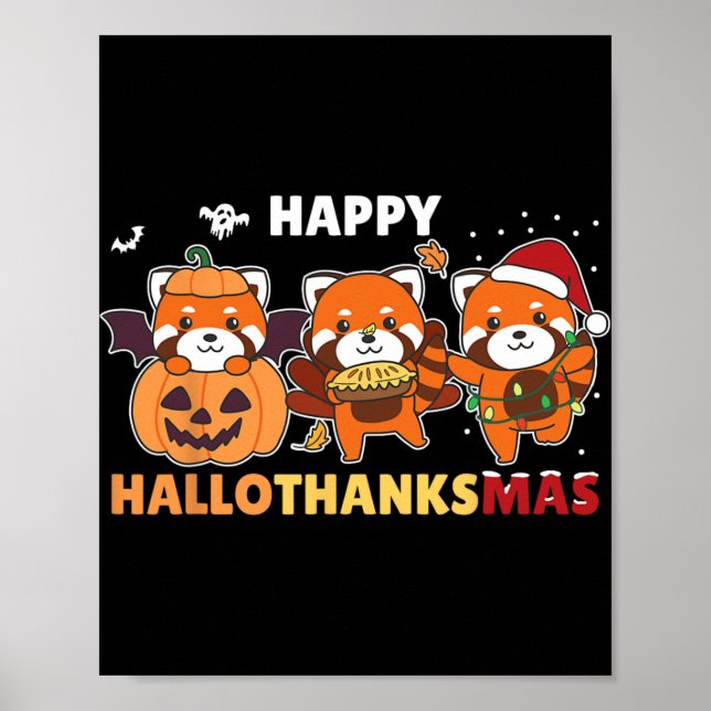 Poster Funny Animals For The Holidays Red Panda Christmas (Frente)