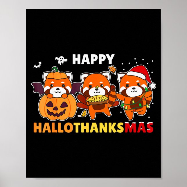 Poster Funny Animals For The Holidays Red Panda Christmas (Frente)