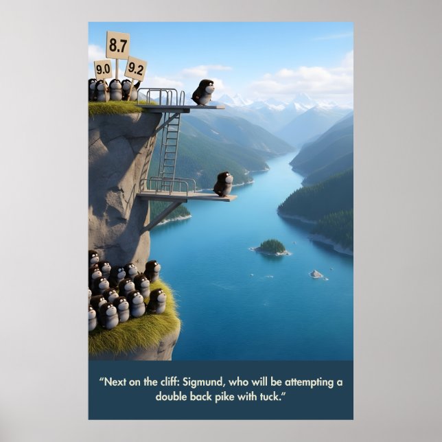 Poster Funny Anthropomorphic Leaping Lemmings 3D Art  (Frente)