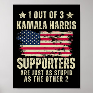 Poster Funny Anti Kamala Harris Piada estúpida bandeira a