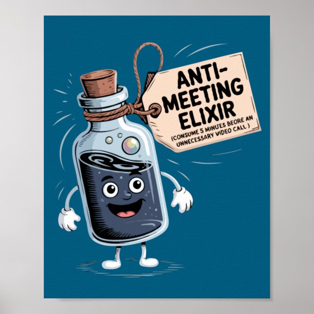 Poster Funny Anti Meeting Elixir Retro Cartoon Office H  (Frente)