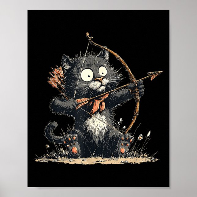 Poster Funny Archer Cat With Bow And Arrow Graphic Costum (Frente)