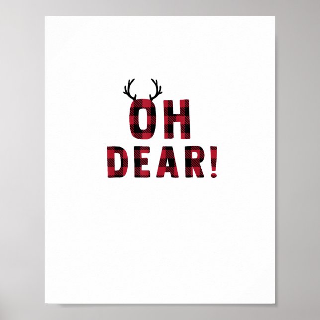 Poster Funny Attitude Oh Dear Plaid Deer Creative Design (Frente)