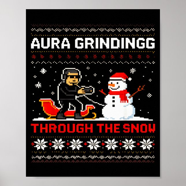 Poster Funny Aura Grinding Christmas Meme Winter Gamer  (Frente)