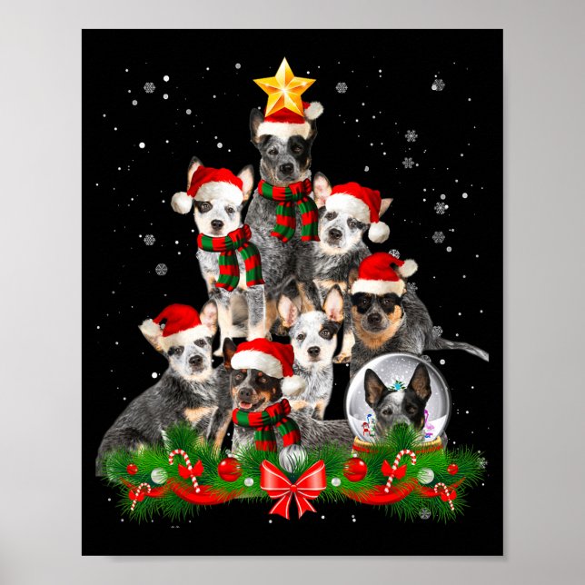 Poster Funny Australian Cattle Dog Dog Christmas Tree - B (Frente)