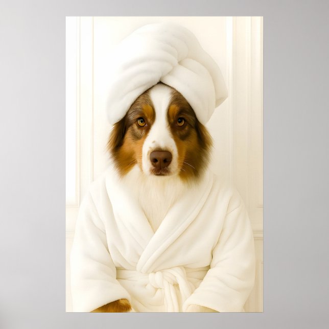 Poster Funny Australian Shepherd Bathroom Print (Frente)