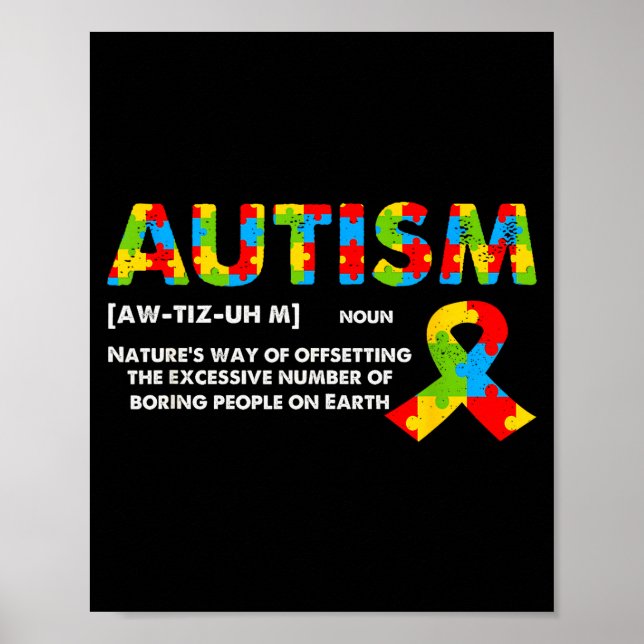 Poster Funny Autism Definition - Autism Awareness Month  (Frente)