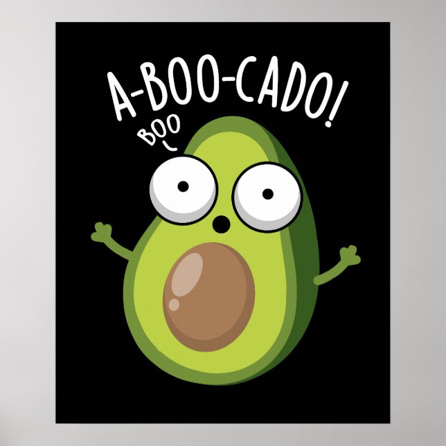 Poster Funny Avocado Avocado Assustado Torra Escuro BG (Frente)