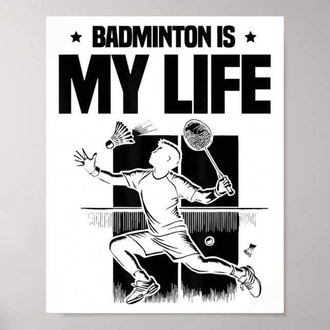 Poster Funny Badminton Player Love Shuttle Design 1  (Frente)
