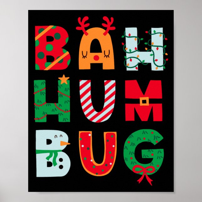 Poster Funny Bah Humbug Holiday  (Frente)