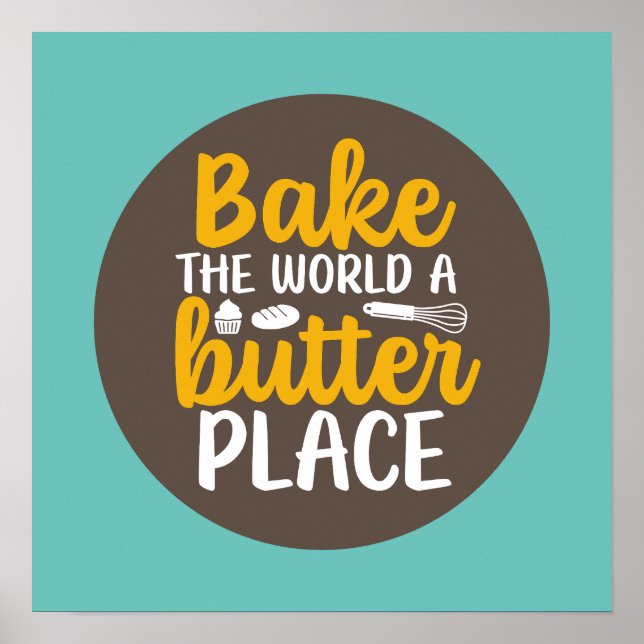 Poster Funny Baking Typografia Retro Kitchen Décor (Frente)