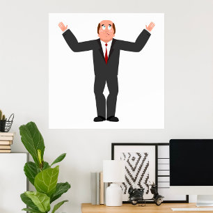 Poster Funny Bald Businessman Engraçado Humorando