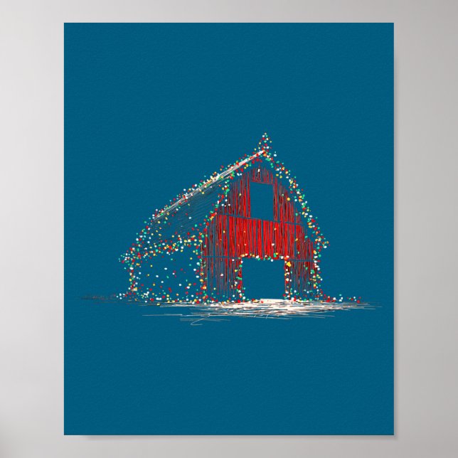 Poster Funny Barn Christmas Graphics Lights Lover Farm Fa (Frente)