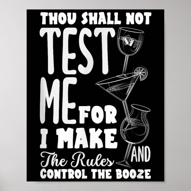 Poster Funny Bartender Thou Shall Not Test Me Quote  (Frente)