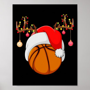 Poster Funny Basball Lover Reindet Papais noeis Basquete