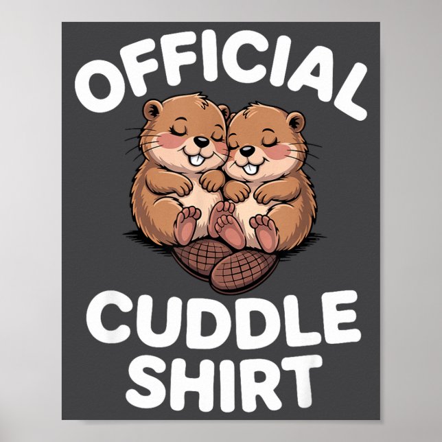 Poster Funny Beavers Hugging Cuddle  (Frente)