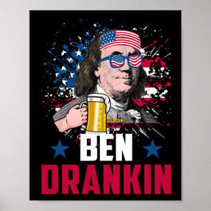 Poster Funny Ben Drankin 4 De Julho Dos Eua Bandeira Home