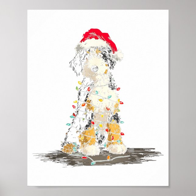 Poster Funny Bernedoodle Christmas Graphics Dog Lights Lo (Frente)