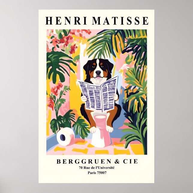 Poster Funny Bernese Mountain Dog Art - Matisse Style (Frente)