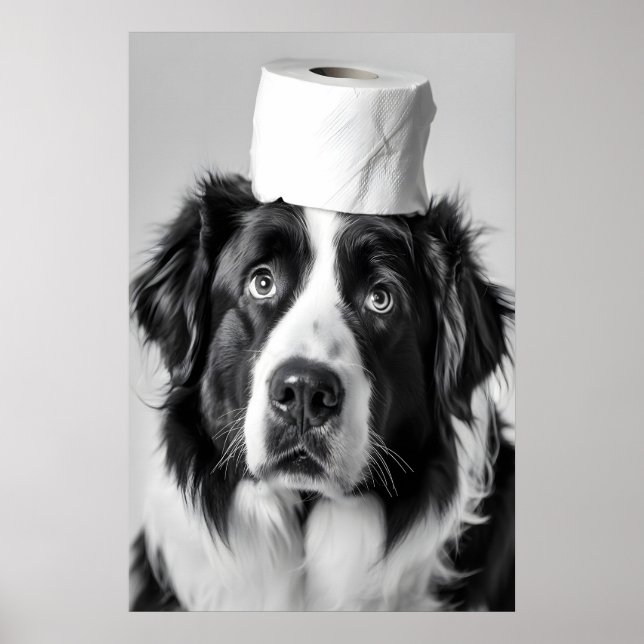 Poster Funny Bernese Mountain Dog Bathroom Print, Toilet (Frente)