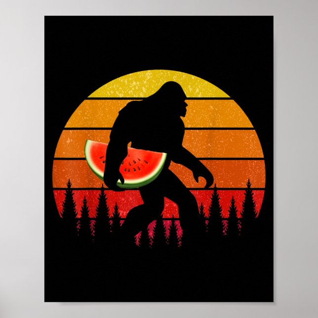 Poster Funny Bigfoot With Watermelon Slice Melon Summer (Frente)